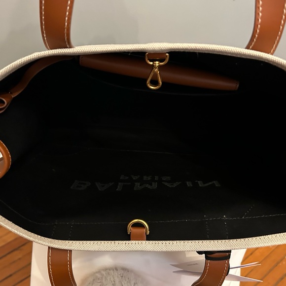 BALMAIN B-Army 42 Canvas Tote Bag With Leather Details - Picture 7 of 11